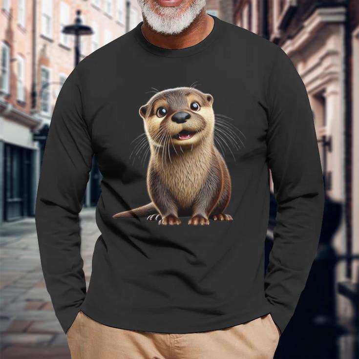 Adorable Otter Illustration Langarmshirts Geschenke für alte Männer