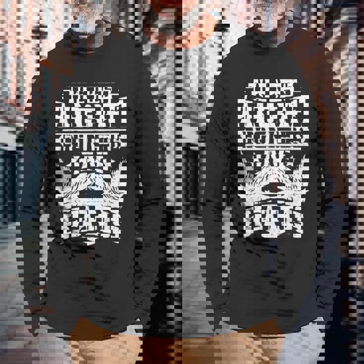 Aircraft Engineer Bearded Aircraft Engineering Engineer Camiseta de manga larga Regalos para ancianos
