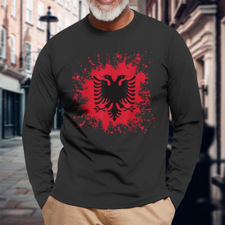 Albania Flag Shqiperi Albanian Flag Shqiperia Langarmshirts Geschenke für alte Männer