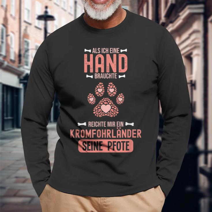 Als Ich Eine Hand Brauchte War Da Ein Kromfohrländer German S Langarmshirts Geschenke für alte Männer