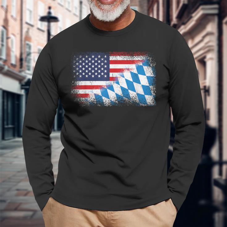 American Bavarian Flag Usa Bavaria Flag Langarmshirts Geschenke für alte Männer