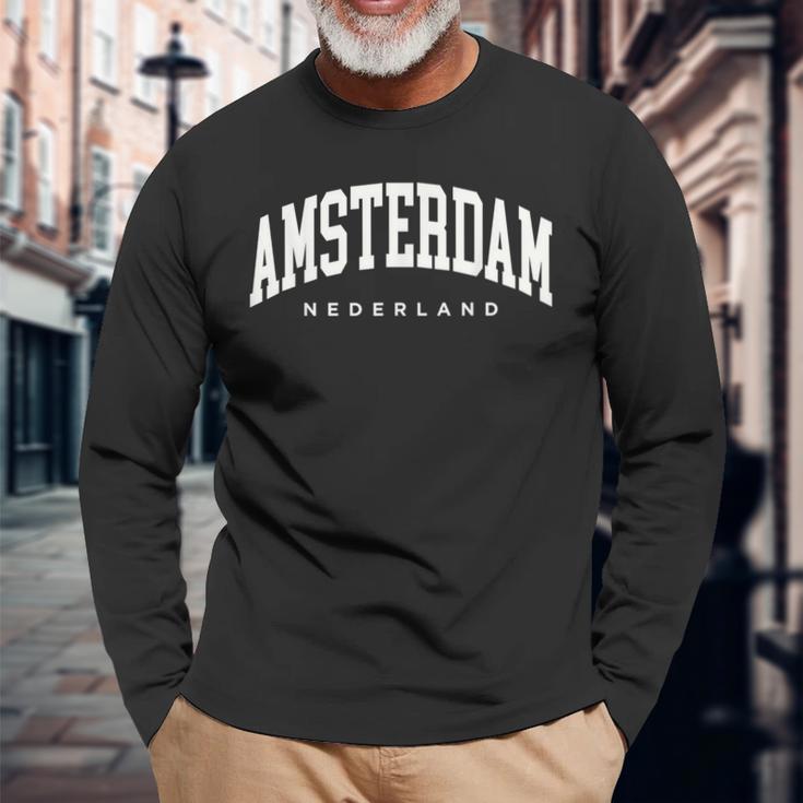 Amsterdam Netherlands Europearsity Style Travel Trip Group Langarmshirts Geschenke für alte Männer