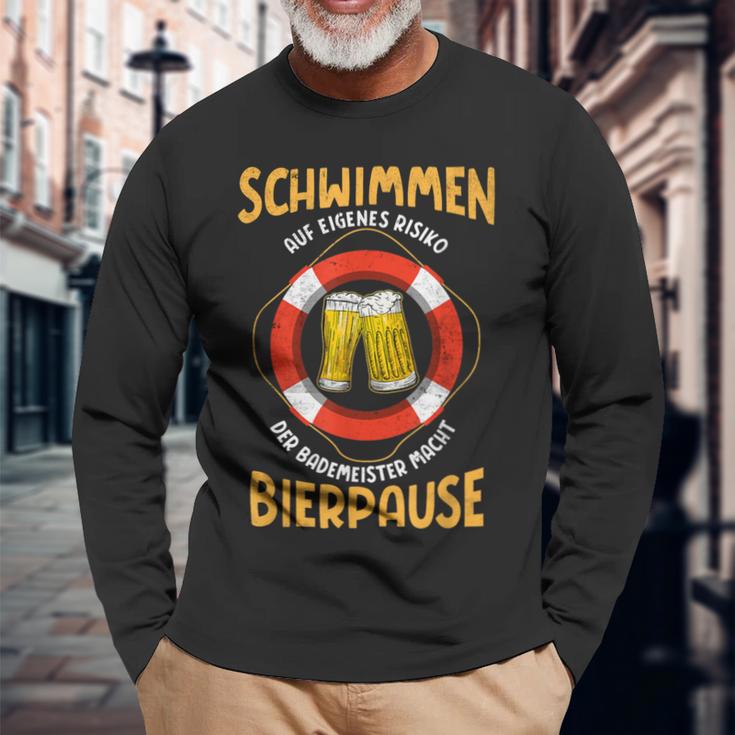 Bademeister Macht Bierpause Meer Swimming Pool Langarmshirts Geschenke für alte Männer