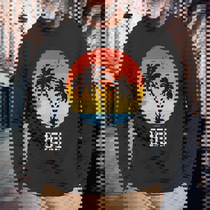 Bali Souvenirintageacaciones Retro Bali Camiseta de manga larga Regalos para ancianos