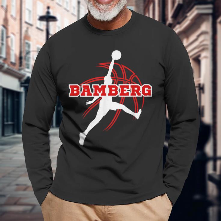 Bamberg Basketball Fan Support Franken Stadium Red Langarmshirts Geschenke für alte Männer