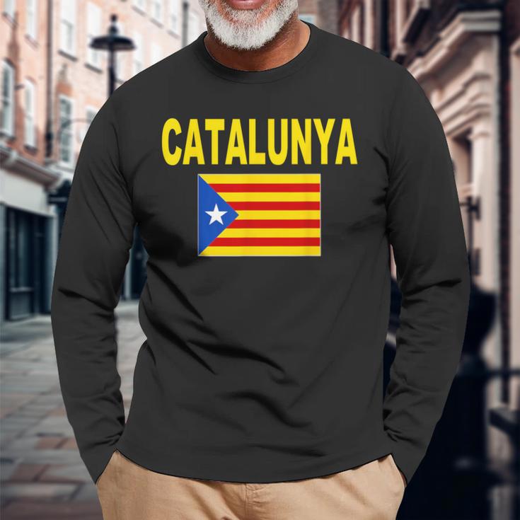 Bandera Catalunya Cool Catalan Cataluña Estelada Banderas Camiseta de manga larga Regalos para ancianos