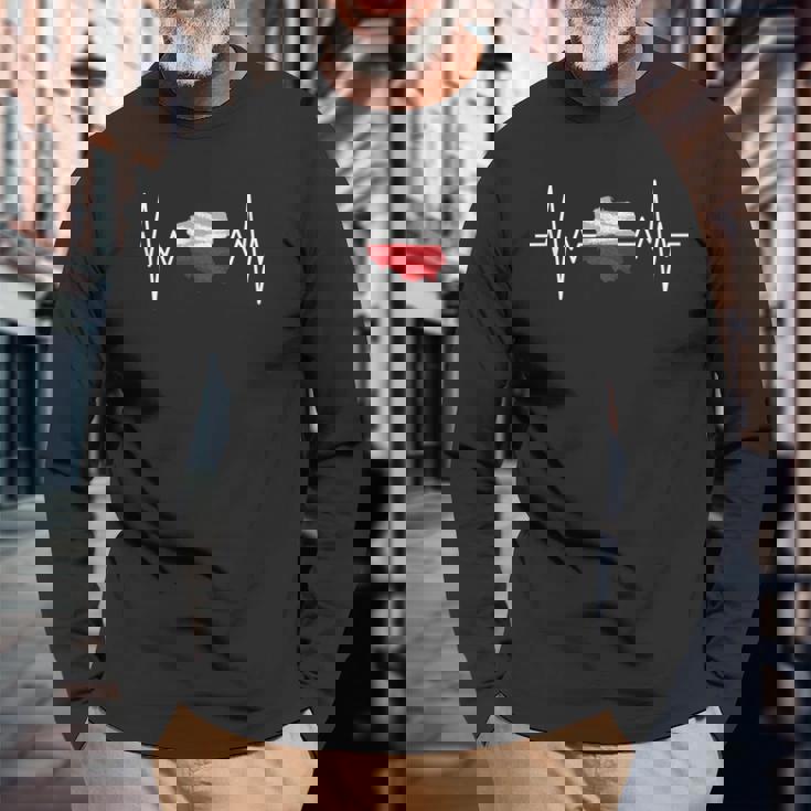 Bandera Polaca Heartbeat Polonia Polonia Polonia Camiseta de manga larga Regalos para ancianos