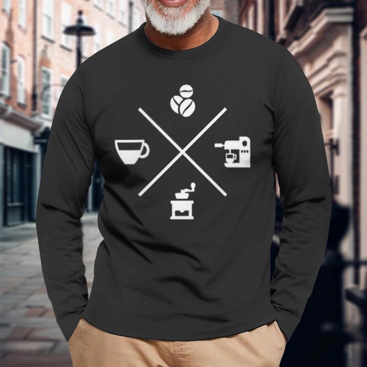 Barista Kaffee Espresso Cappuccino Kaffeemaschine Langarmshirts Geschenke für alte Männer