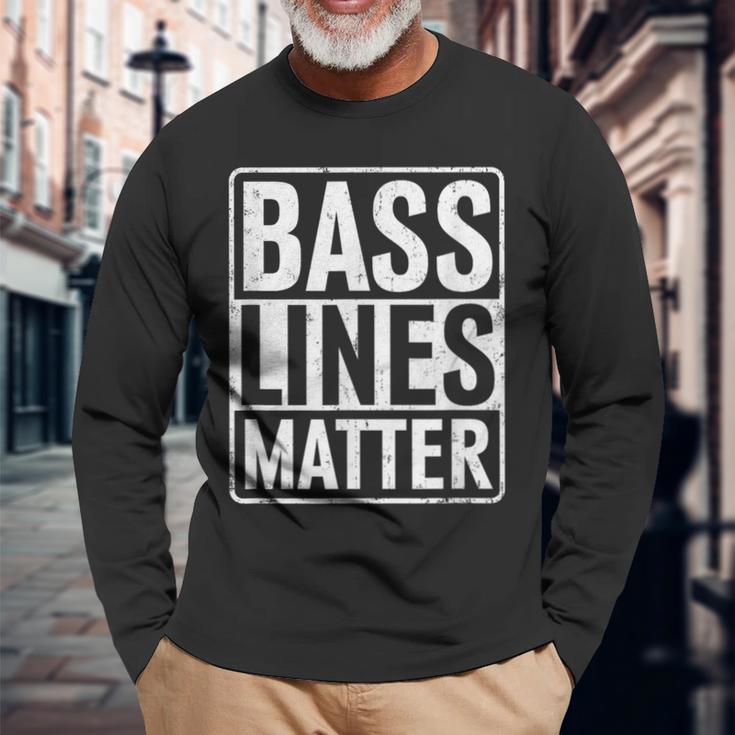 Bass Lines Matte Bass Guitar Bassist Edm Music Fan Langarmshirts Geschenke für alte Männer