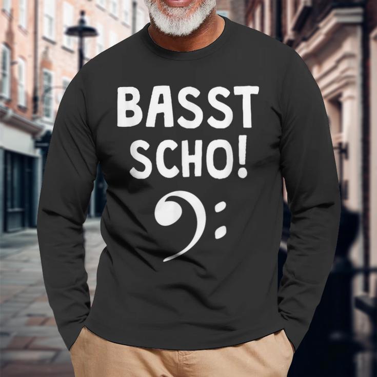 Basst Scho Bass Guitar Bassist Langarmshirts Geschenke für alte Männer