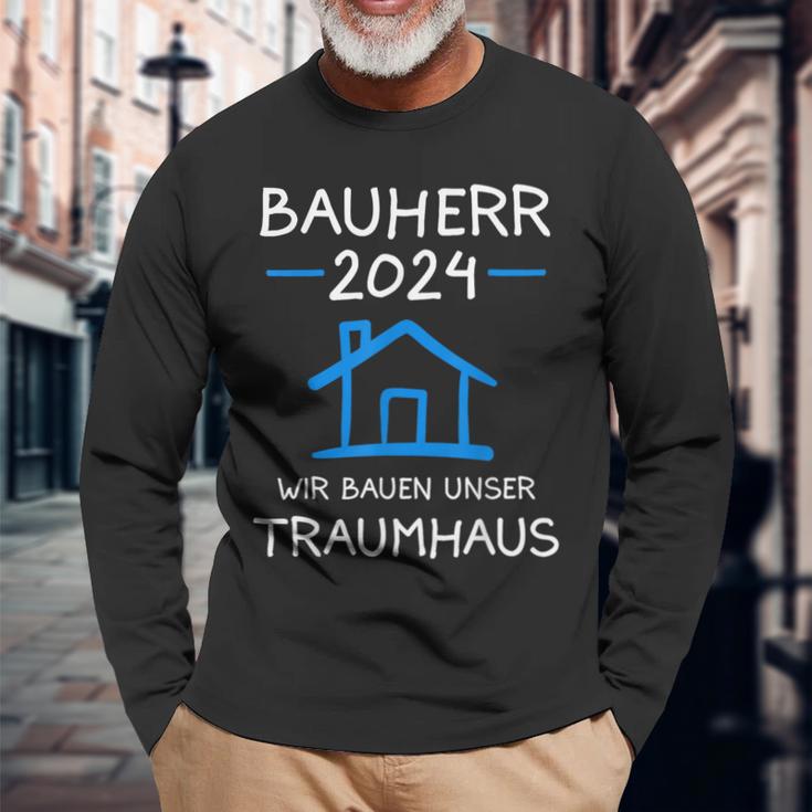 Bauherr 2024 Wir Bauen Unser Traumhaus Bauherr Langarmshirts Geschenke für alte Männer