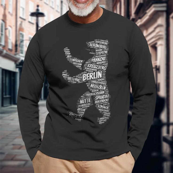 Berlin Bear Wordart Stadtbezirke Stadtteile Berlin Langarmshirts Geschenke für alte Männer