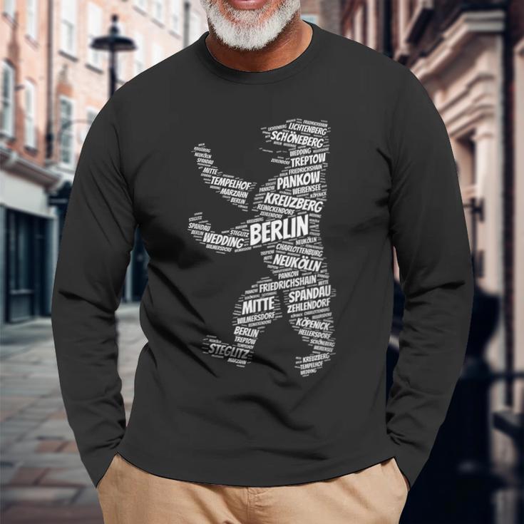 Berlin Bear Wordart Stadtdistrict Stadtteile Berlin Langarmshirts Geschenke für alte Männer