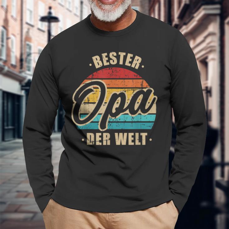 Bester Opa Der Weltintage Retro Langarmshirts Geschenke für alte Männer