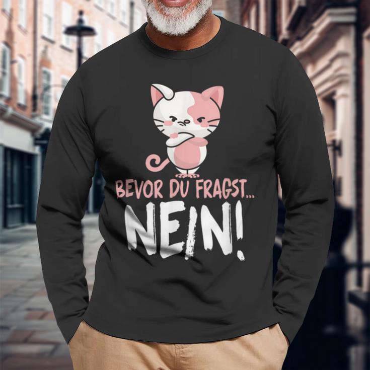 Bevor Du Fragst Nein Cat Langarmshirts Geschenke für alte Männer