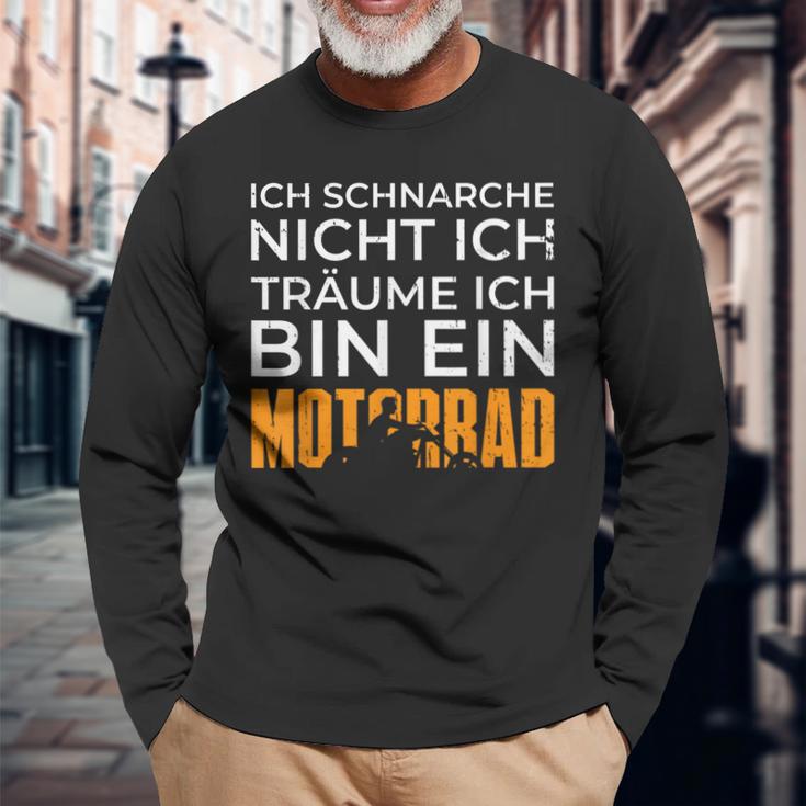 Biker Motorcycle Ich Träume Ich Bin Ein Motorrad Langarmshirts Geschenke für alte Männer