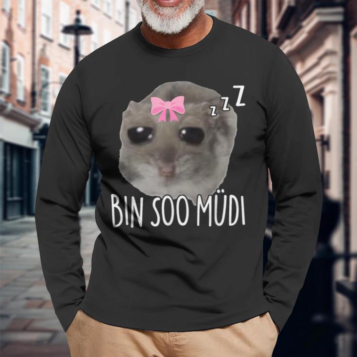 Bin Soo Müdi X So Müde Sad Hamster Sleep Meme Sleeping Langarmshirts Geschenke für alte Männer