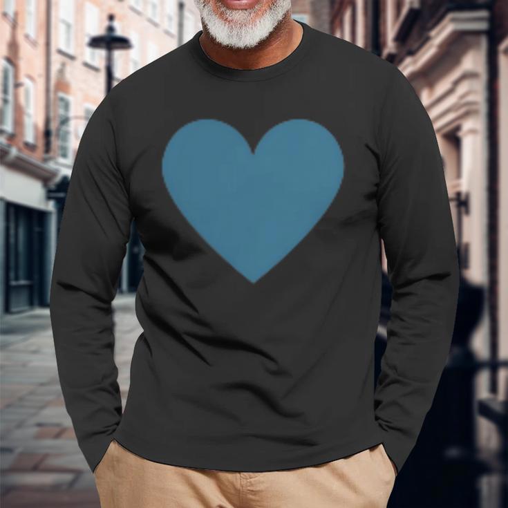 Blaues Herz Simples Minimalistisch Süßes Heart Langarmshirts Geschenke für alte Männer