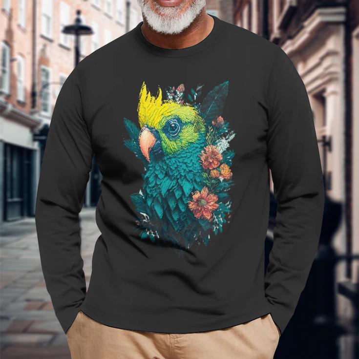 Blumen Papagei Langarmshirts Geschenke für alte Männer