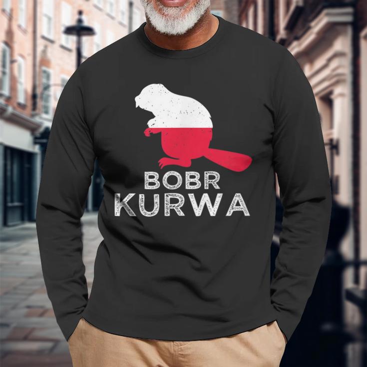 Bobr Kurwa Beaver Bober Bobr Polish Beaver Meme Langarmshirts Geschenke für alte Männer