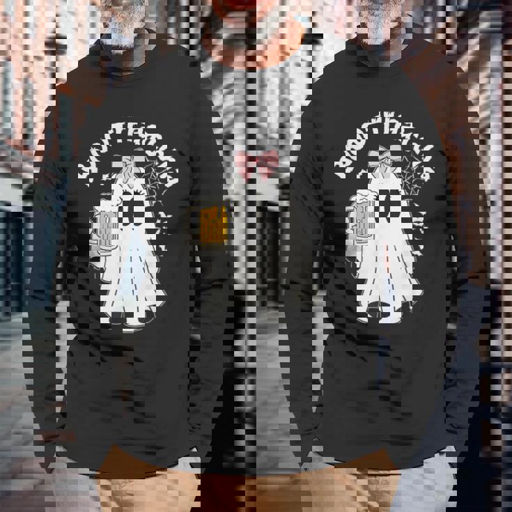 Boo-Racha Halloween Ghost Beer Borracha Long Sleeve T-Shirt Gifts for Old Men