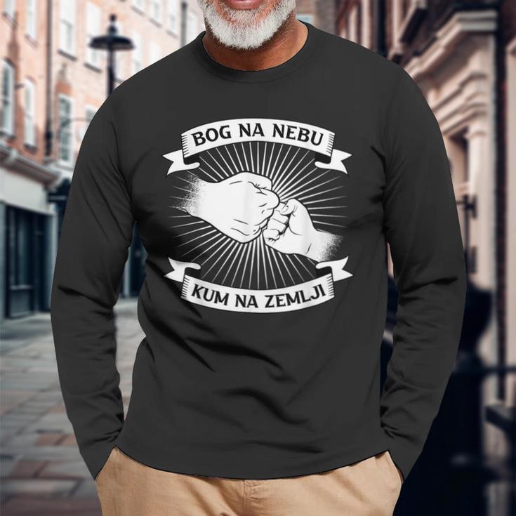 Bosnia With Bog Na Nebu Kum Na Zemlji Croatia Serbia Motif Langarmshirts Geschenke für alte Männer