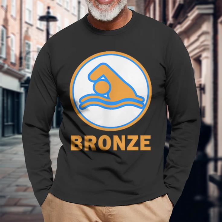 Bronze Prüfung Bestanden Swimming Badge Bronze Swimmer S Langarmshirts Geschenke für alte Männer