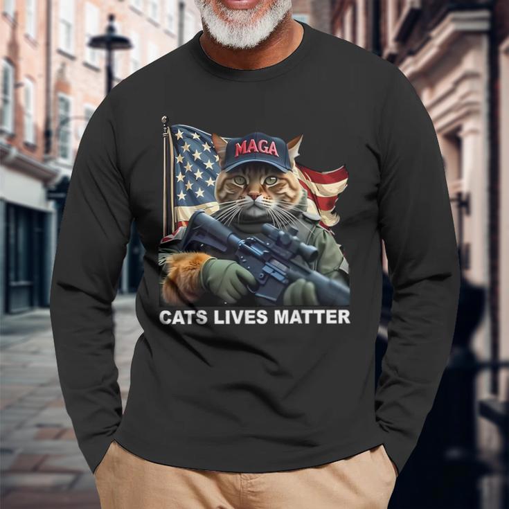 Cats Life Important Trump 2024 Cat Maga Langarmshirts Geschenke für alte Männer