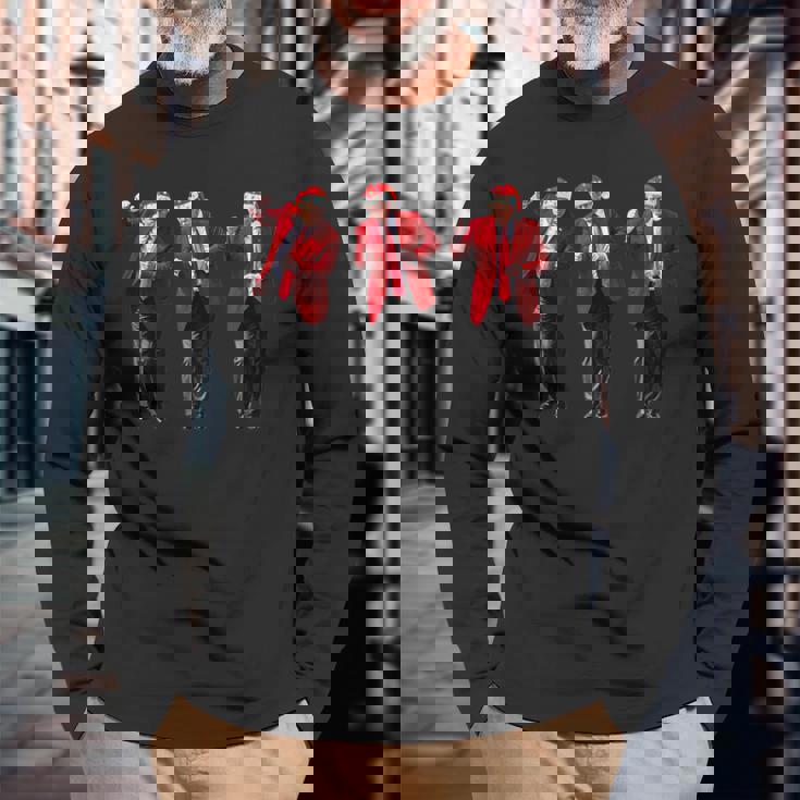 Christmas Donald Trump President 2024 Dancing Santa Long Sleeve T-Shirt Gifts for Old Men