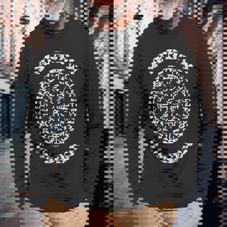 Ciediamo Inalhallaiking Norsemen Norseiking Skull Maglietta a maniche lunghe Regalos para ancianos