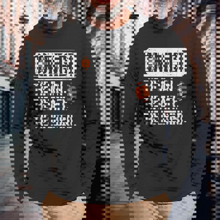 Commish Man Myth Legend Fantasy Football Commissioner Men Long Sleeve T-Shirt Gifts for Old Men