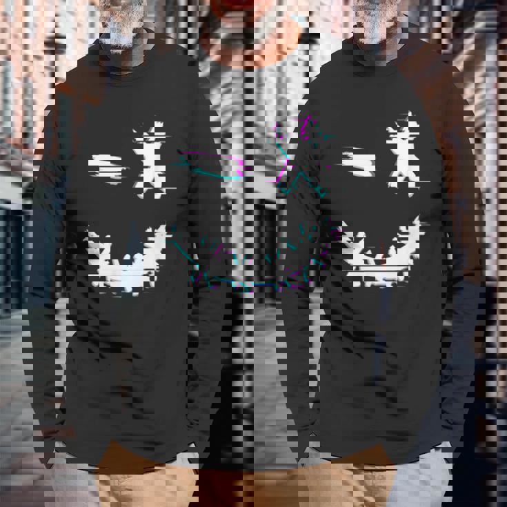 Cool Techno Glitch Smile Trippy Goa Rave Abiti Uomo Donna Maglietta a maniche lunghe Regalos para ancianos
