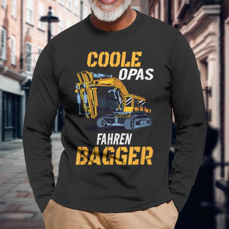 Coole Opas Fahren Bagger Digger Driver Grandpa Langarmshirts Geschenke für alte Männer