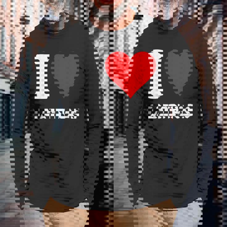 Corazón Rojo I Love Latinas Camiseta de manga larga Regalos para ancianos