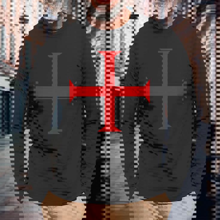 Crusader Knights Templar Secret Society Cross Maglietta a maniche lunghe Regalos para ancianos