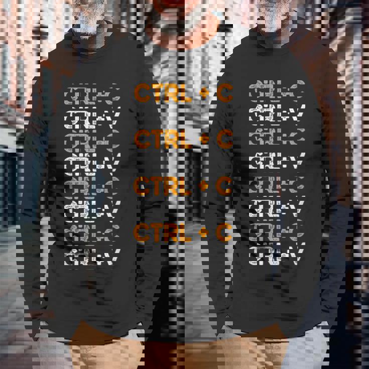Ctrl C Ctrl Tasti Di Scelta Rapida E Tastiera Ctrl Maglietta a maniche lunghe Regalos para ancianos