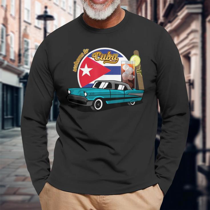 Cuba Oldtimer Havana Cigar Cuba Libre Caribbean Souvenir Langarmshirts Geschenke für alte Männer