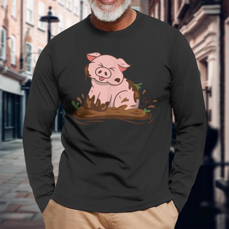 Cute Pig Farm Farming Pig Langarmshirts Geschenke für alte Männer