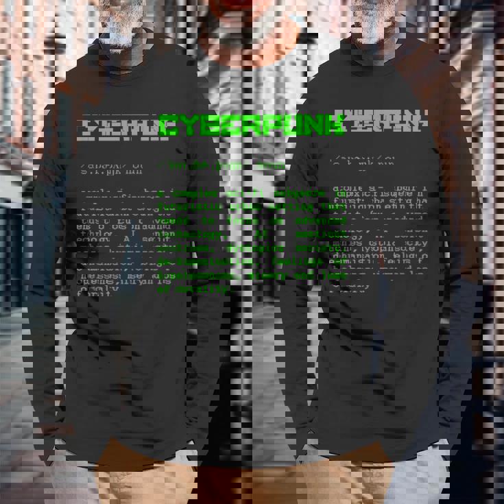 Cyberpunk Word Definition Cyberpunk Camiseta de manga larga Regalos para ancianos