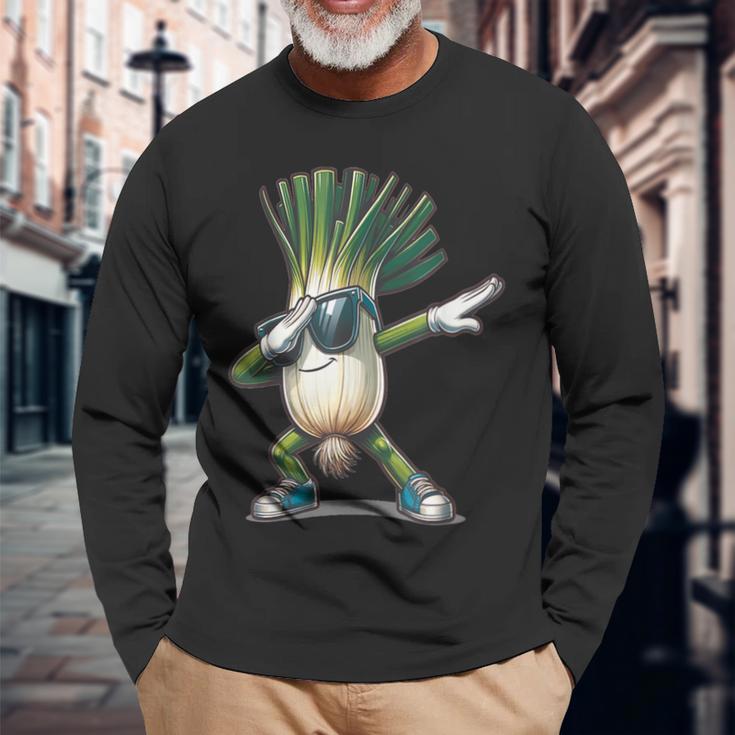 Dab Leek Dancing Dabbing Leekegetables Langarmshirts Geschenke für alte Männer