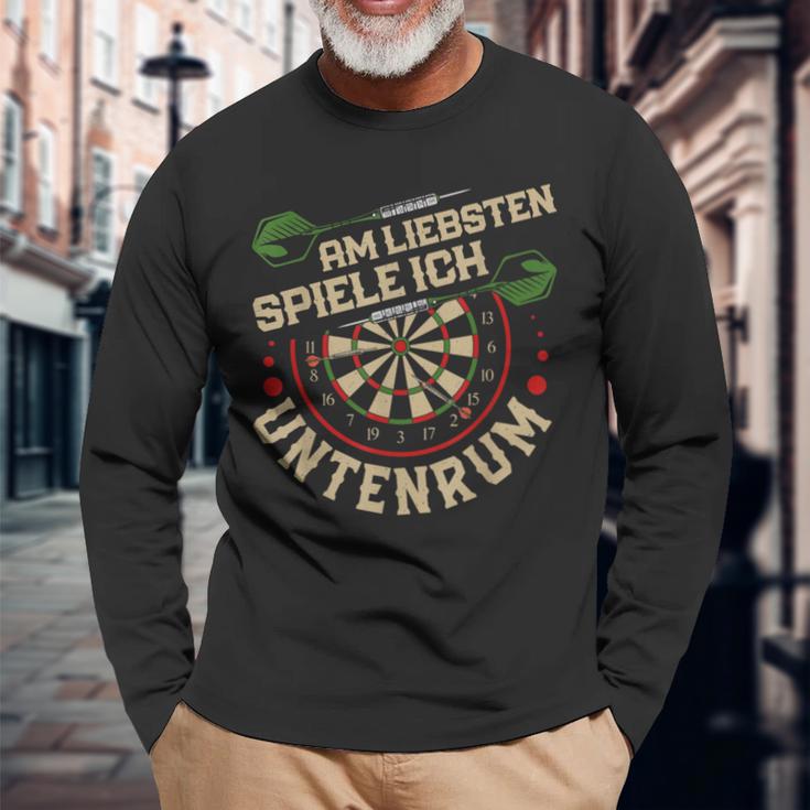 Dart Player Am Liebsten Spiele Ich Untertenrum Langarmshirts Geschenke für alte Männer