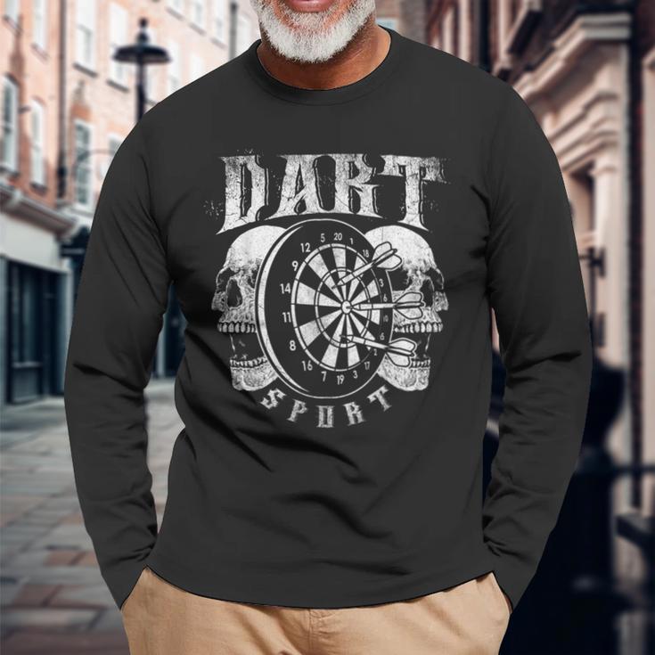 Dart Sport Skull Dartboard Player Dart Langarmshirts Geschenke für alte Männer