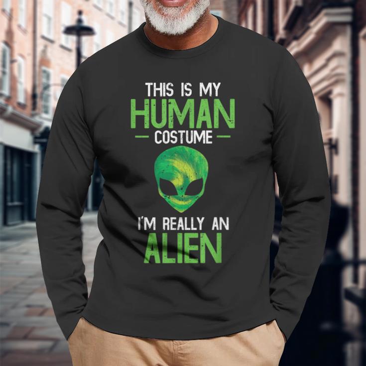 Das Ist Mein Menschensch Costume Alien Alien Langarmshirts Geschenke für alte Männer