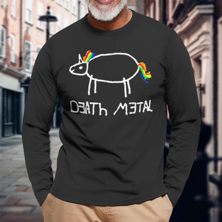 Death Metal Regenbogen Einhorn Metal S-Xxl Langarmshirts Geschenke für alte Männer