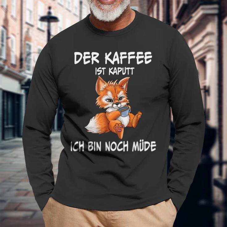 Der Kaffee Ist Brochtider Fuchs Morgenmuffel Langarmshirts Geschenke für alte Männer