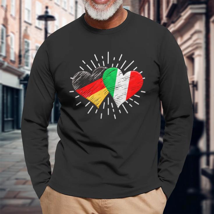 Deutschland Italien Freundschaft Herz German Italian Langarmshirts Geschenke für alte Männer