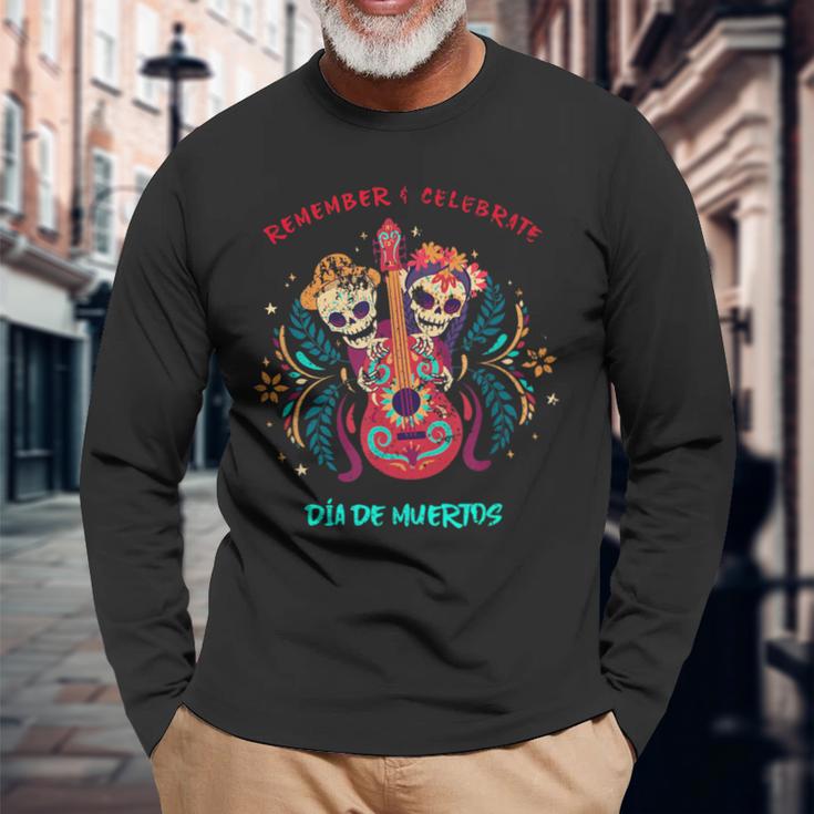 Dia De Muertos Dia De Los Muertos Langarmshirts Geschenke für alte Männer