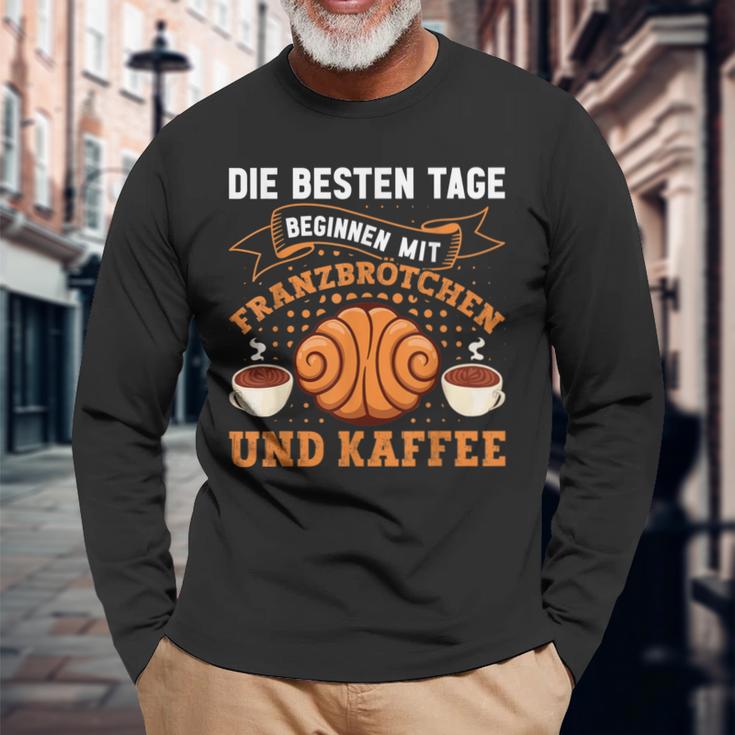 Die Besten Tagen Beginnen Mit Franzbrötchen & Kaffee Hamburg Langarmshirts Geschenke für alte Männer