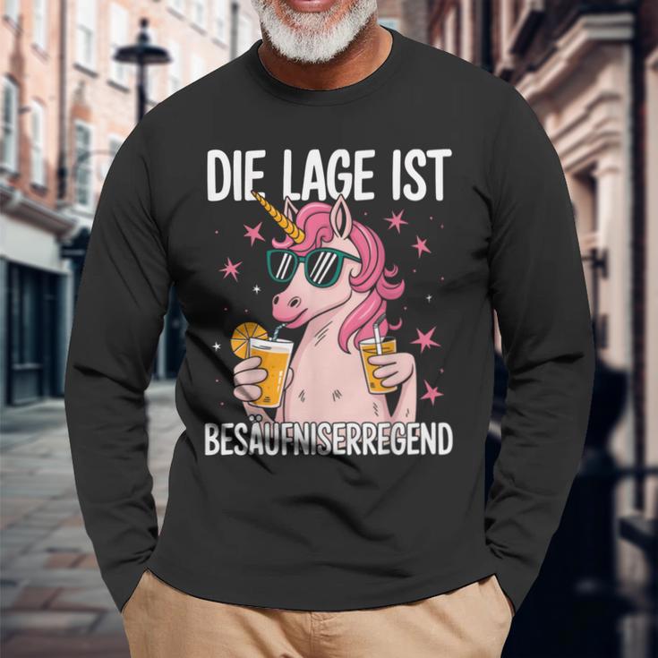 Die Lage Ist Besäufniserregend Saying Party Outfit Langarmshirts Geschenke für alte Männer