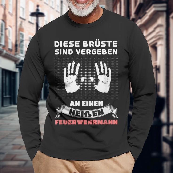 Diese Brüste Sindergeben Feuerwehrmann Beruf German Langarmshirts Geschenke für alte Männer